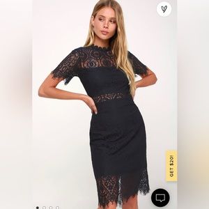 Navy lace and sheer dress